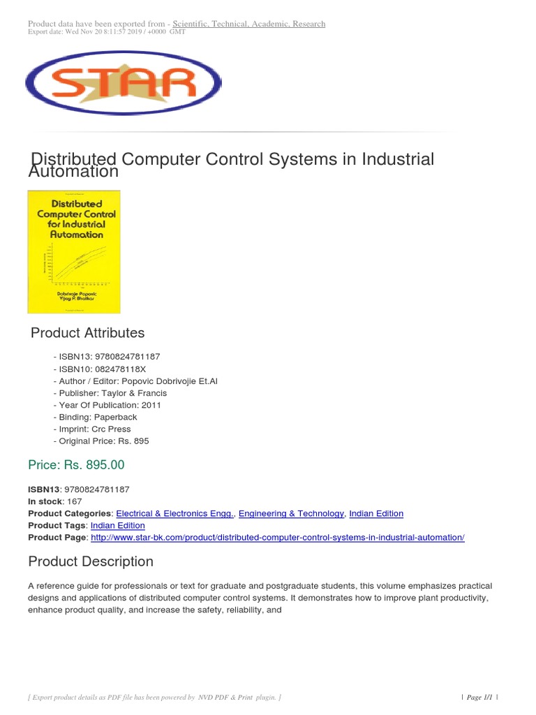 Distributed Computer Control Systems in Industrial Automation PDF