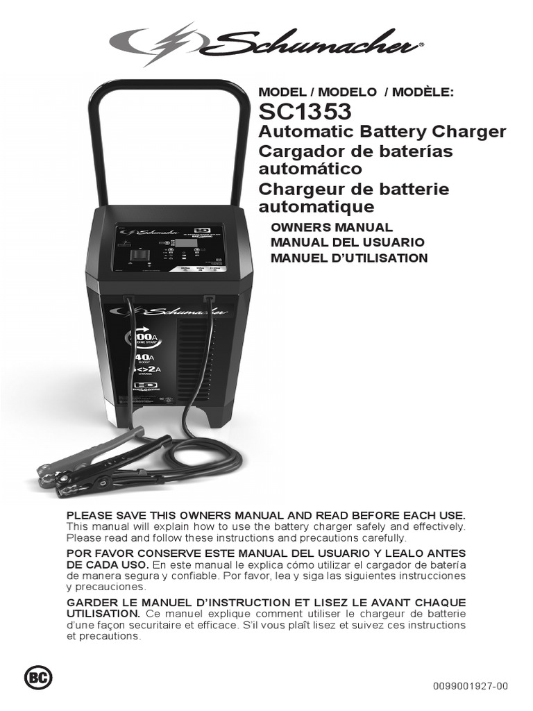 Schumacher SC 1353 | PDF | Battery Charger | Rechargeable Battery
