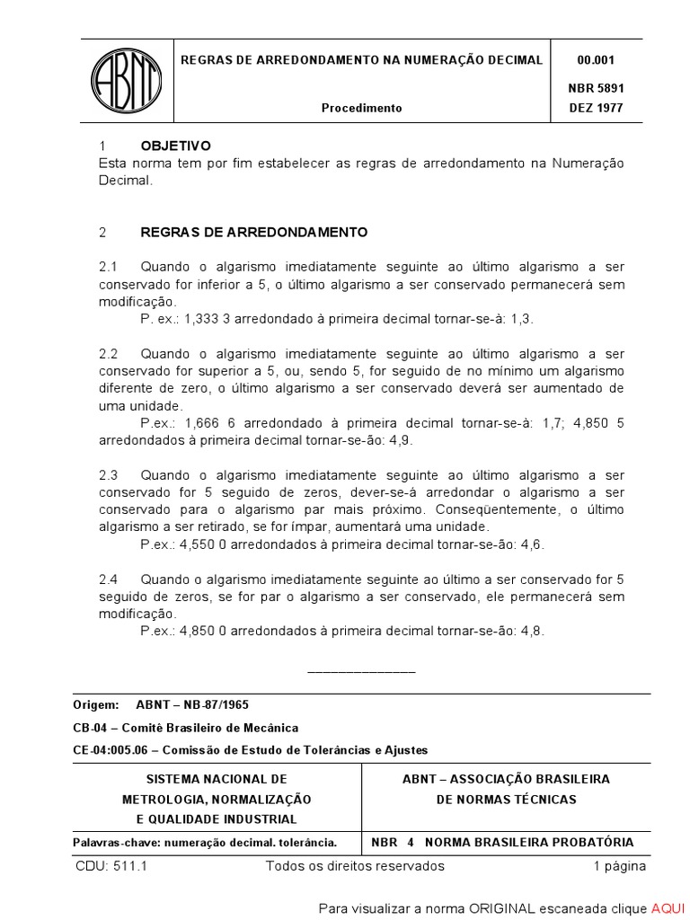 Regras de Arredondamento ABNT NBR 5891 | PDF
