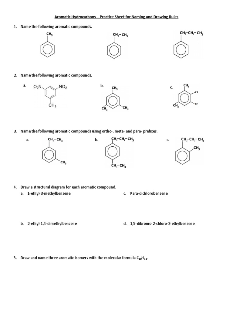 Aromatics Worksheet | PDF