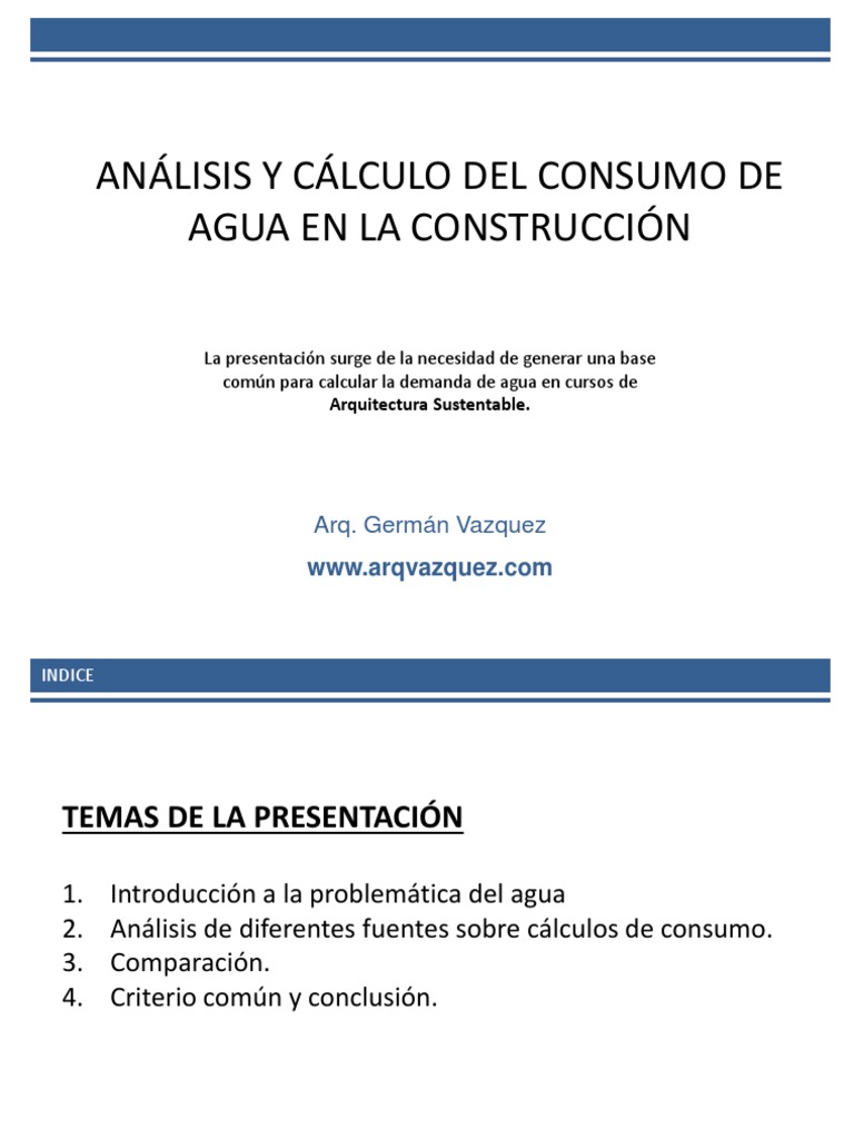Cálculo del Consumo de Agua en Construcción | PDF | Consumo (economía ...