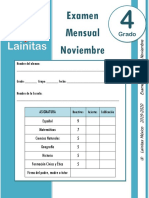 Noviembre - 4to Grado - Examen Mensual (2019-2020)