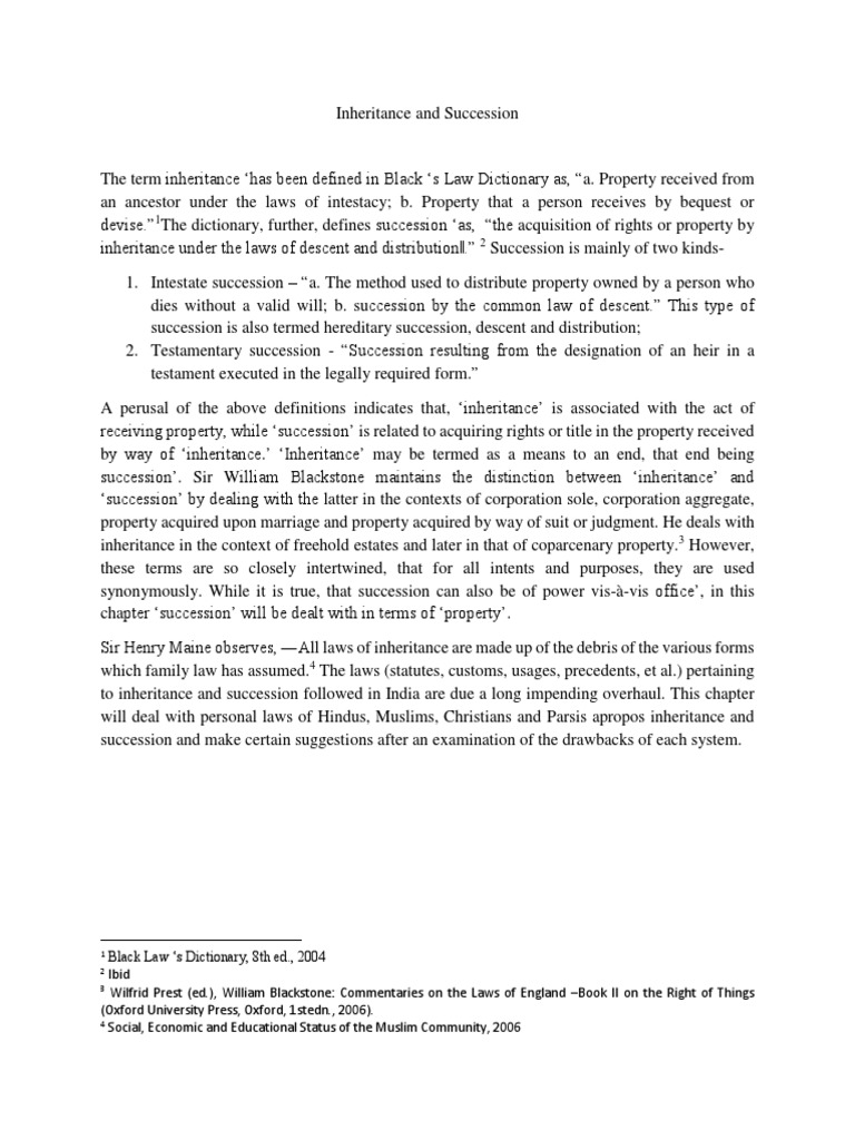 Inheritance vs. Succession Explained | PDF | Inheritance | Intestacy