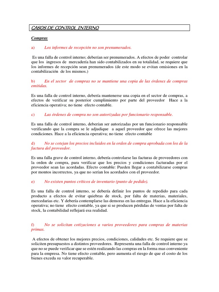 Fallas en Control Interno de Compras | PDF | Negocios | Finanzas y dinero