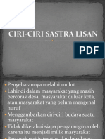 Ciri-Ciri Sastra Lisan