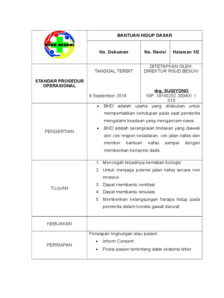 SOP BHD untuk Pertolongan Pertama | PDF