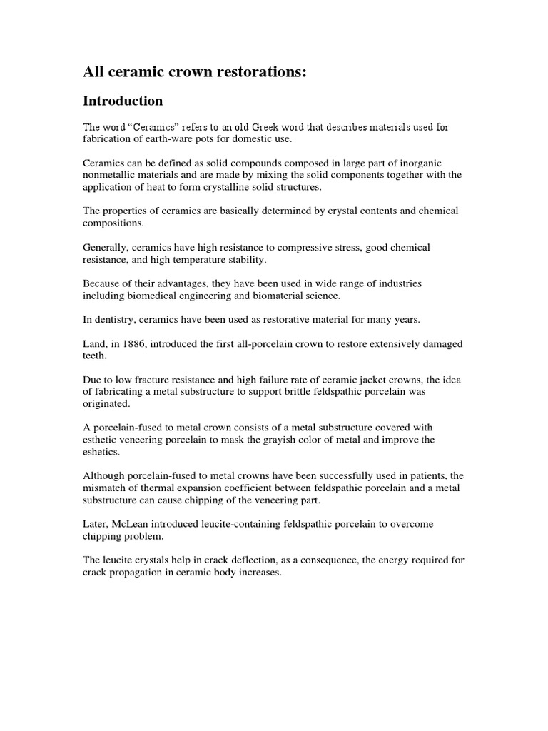 All Ceramic Restorations PDF | PDF | Zirconium Dioxide | Ceramics