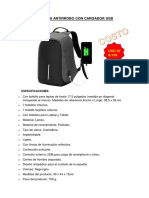 Mochila Antirrobo Con Cargador Usb