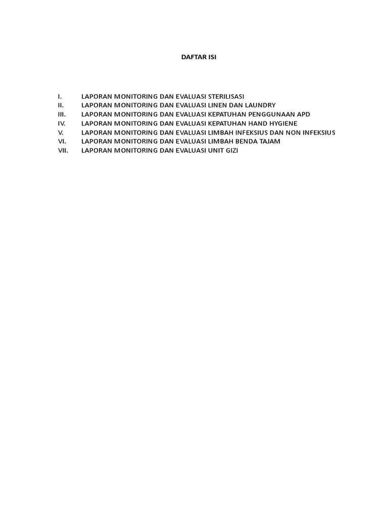 Monev Unit CSSD, Loundry, Sampah, Gizi | PDF | Pengembangan Diri ...