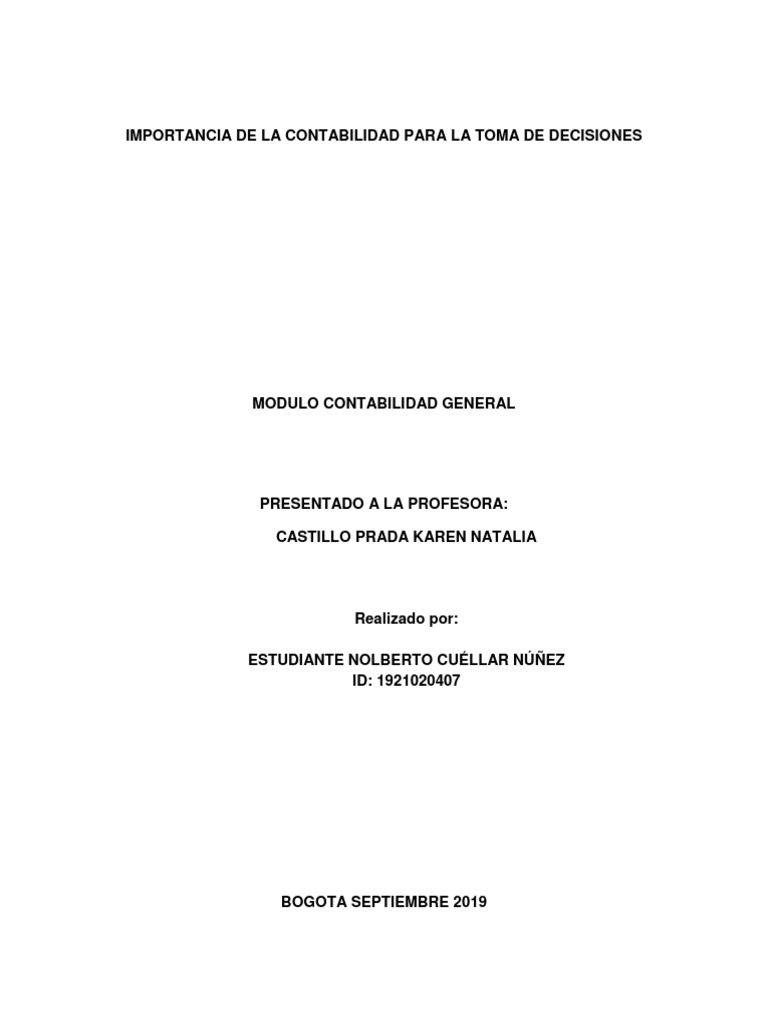 Importancia de la Contabilidad en Decisiones | PDF | Contabilidad ...