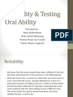 Reliability & Testing Oral Ability