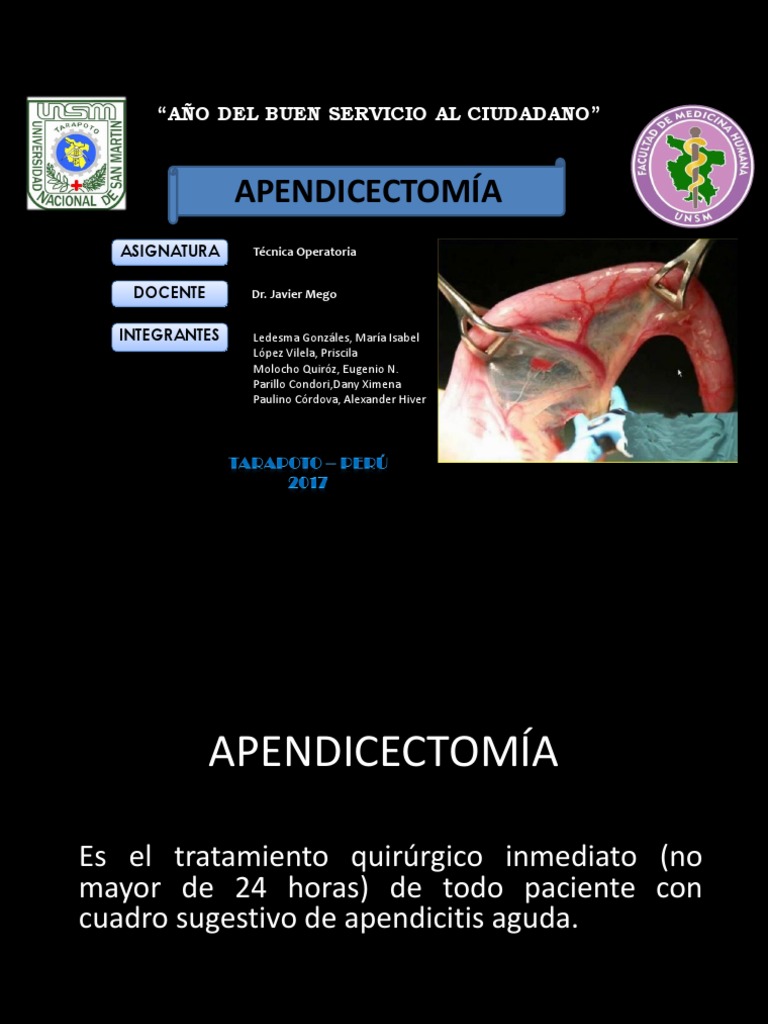 APENDICECTOMÍA | PDF | Abdomen | Peritoneo
