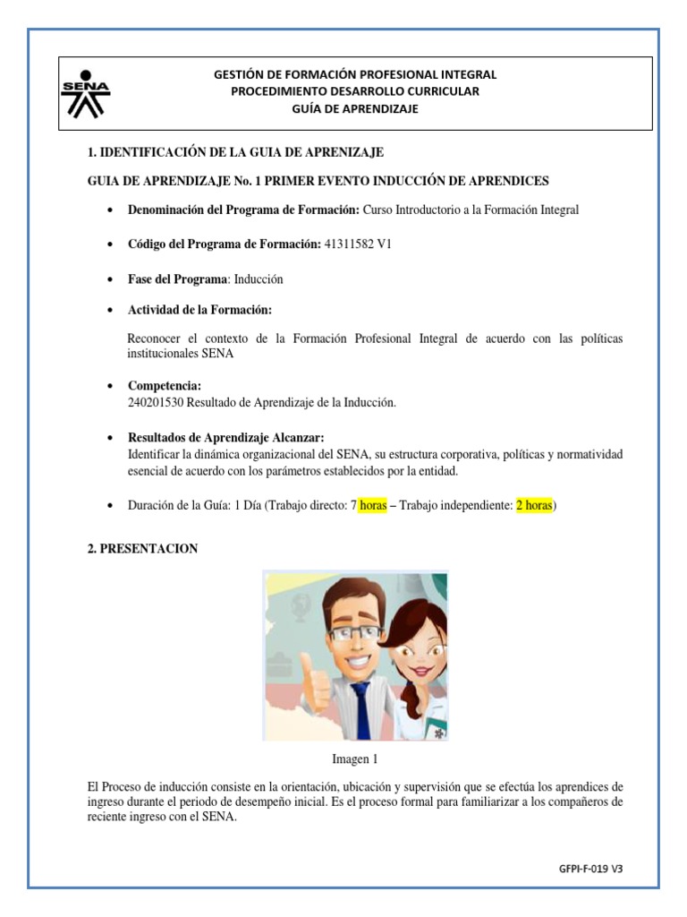 Guia 1 Induccion Dia 1 Pdf Aprendizaje Evaluación