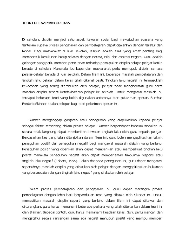 Teori Pelaziman Operan Skinner Pdf