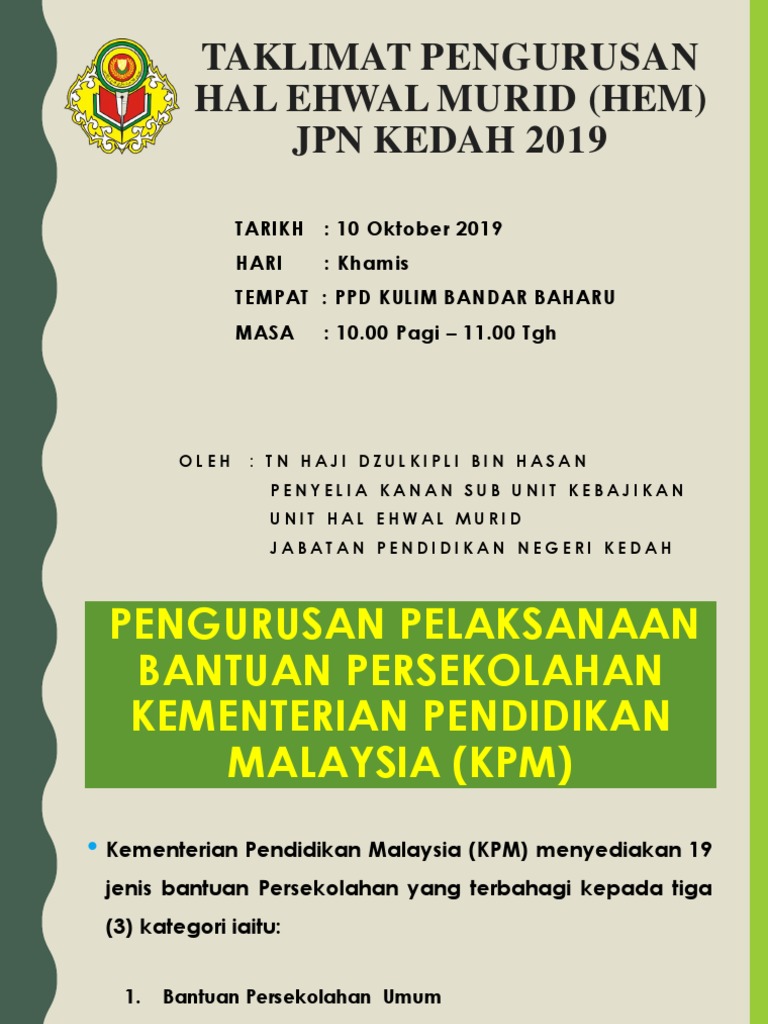 Taklimat Pengurusan Hem Jpn Kedah