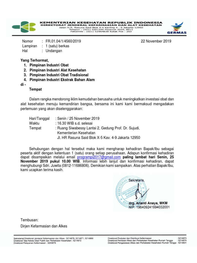 Surat Undangan Mendorong Investasi