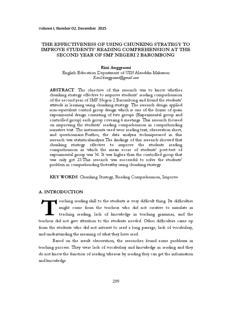Chunking Strategy for Reading Comprehension | PDF | Reading ...