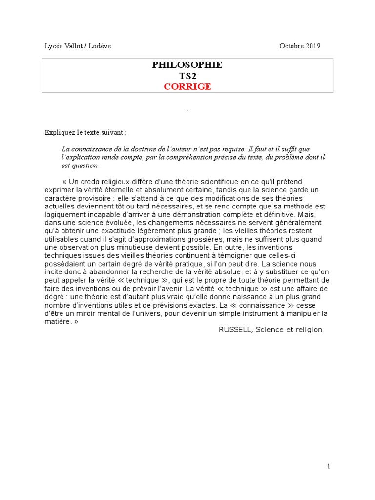 Bertrand Russell Problèmes De Philosophie Corrigé
