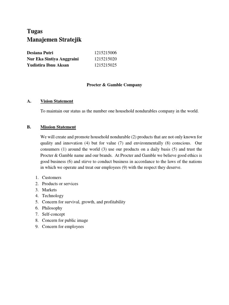 Visi Misi Perusahaan P G Pdf