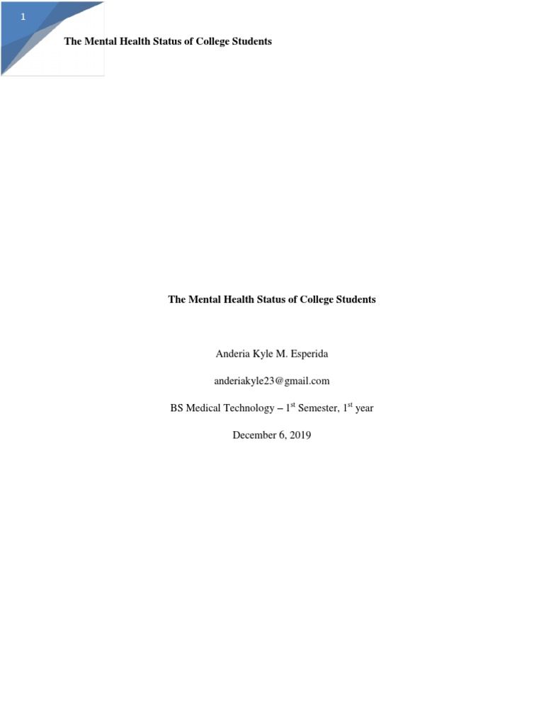 Mental Health and Depression in College Students | PDF | Mental ...