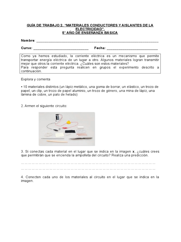 Guia 2 Materiales Conductores y Aislantes de La Electricidad | PDF