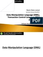 Basis Data Lanjut - DML Dan TCL Pada Oracle