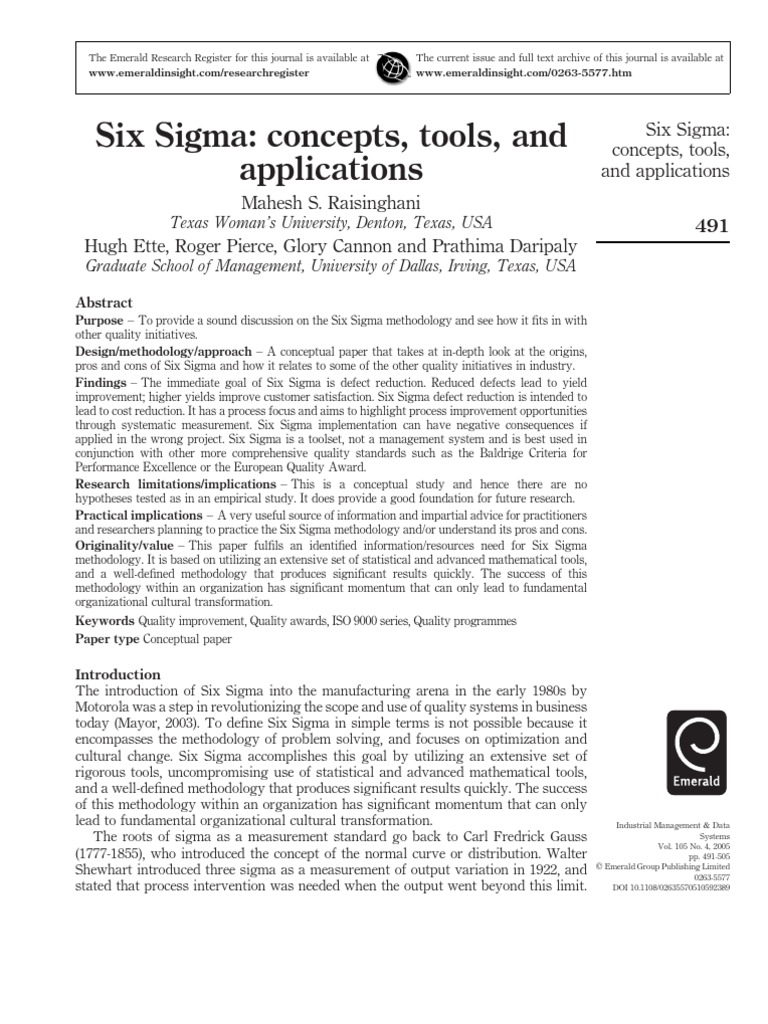 Six Sigma Tools | PDF | Six Sigma | Business Process