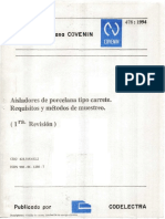 0478-1994 IE AISLADOR DE PORCELANA TIPO CARRETE. REQUISITOS Y METODOS DE MUESTREO.pdf