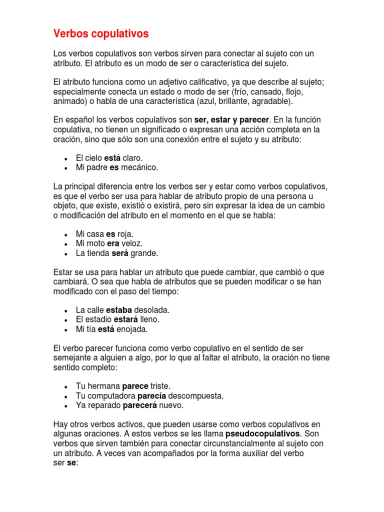 Verbos Copulativos | PDF | Sustantivo | Verbo