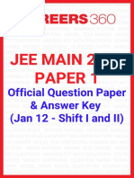 JEE Main 2019 Paper 1 Official Answer Key January 12