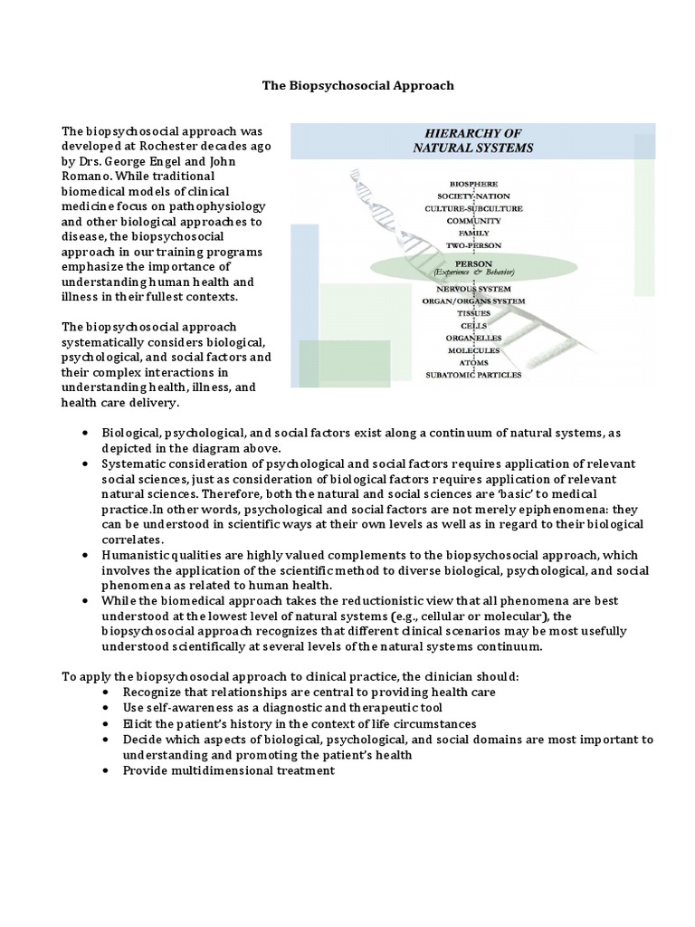 Biopsychosocial Model Approach PDF | PDF | Psychology | Biology