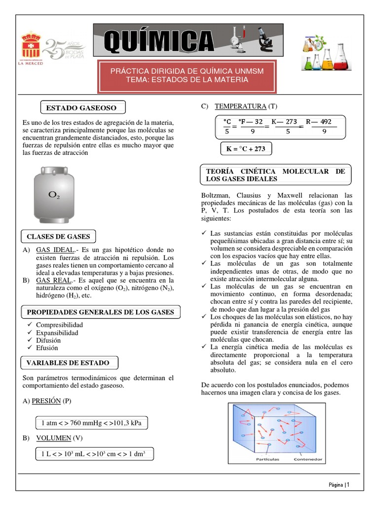 Propiedades del Estado Gaseoso | PDF | Gases | Fases de la materia