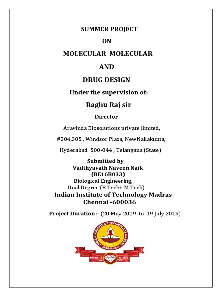 Be16b033 Internship Report Molecular Modeling & Drug Design PDF