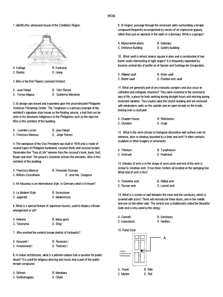 Philippine Architecture Quiz Questions | PDF | Vault (Architecture ...