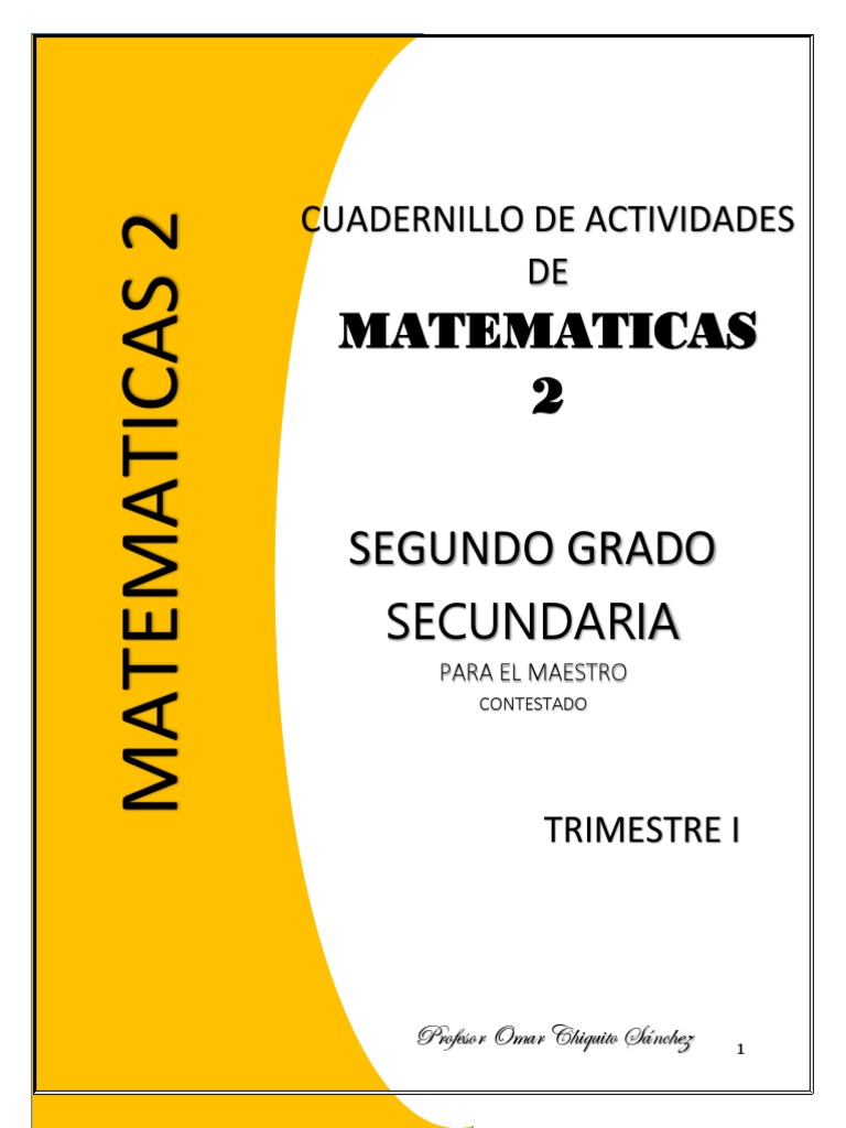Cuadernillo de Segundo Grado de Matematicas