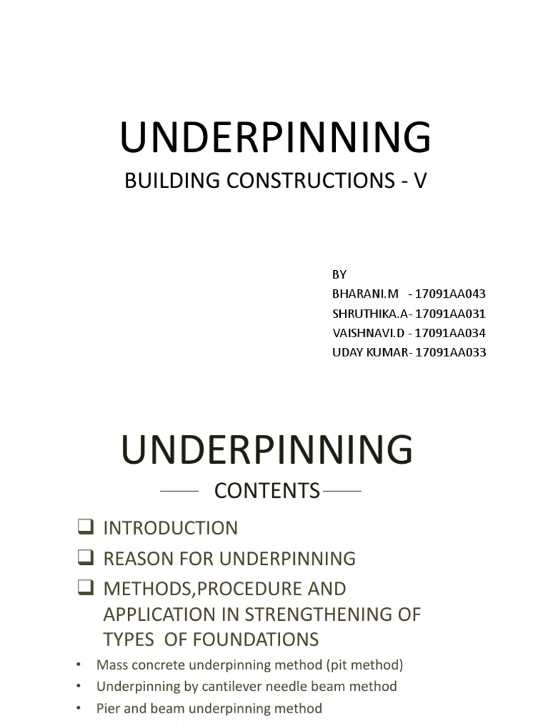 Underpinning Methods in Construction | PDF | Deep Foundation ...