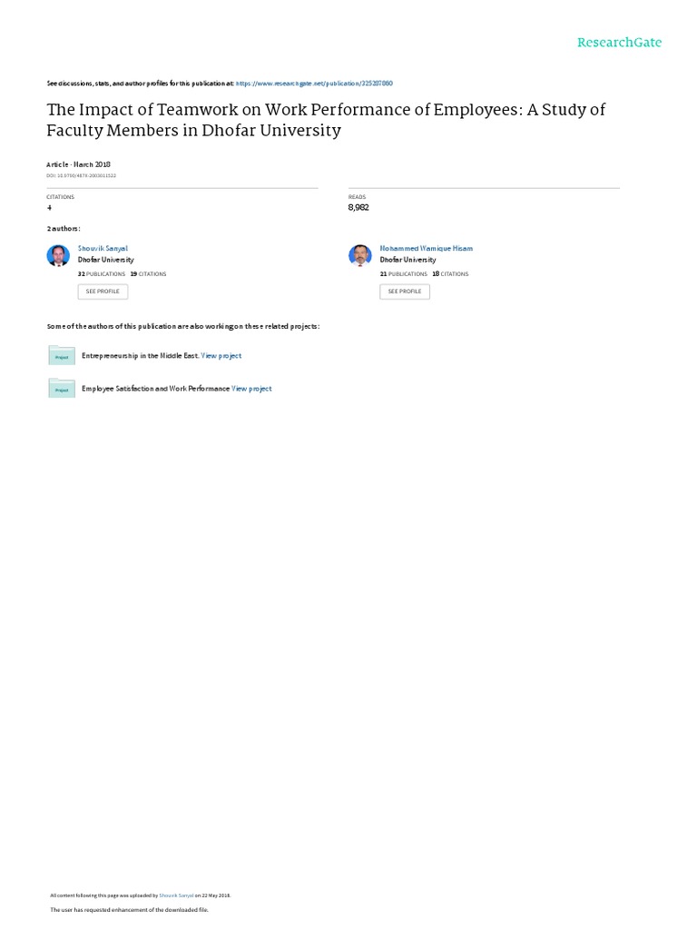 Teamwork's Impact on Employee Performance | PDF | Leadership ...