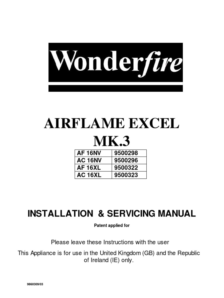 Wonder Fire Airflame Excel Mk.3 16nv, 16xl | PDF | Chimney | Heat Transfer