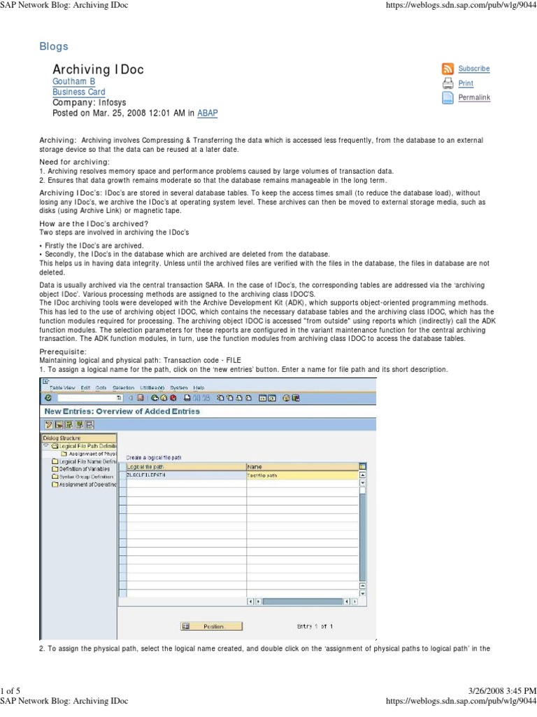 Sap Network Blog Archiving Idoc | PDF