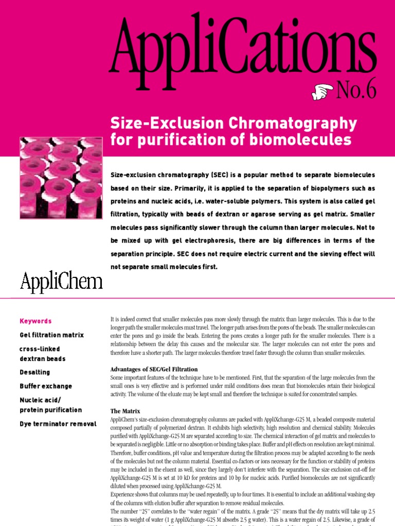 No6 GelFiltration 72dpi PDF Gel Electrophoresis Chemistry