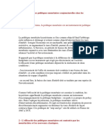 L'Efficacité Des Politiques Monétaires Conjoncturelles Chez Les Keynésiens