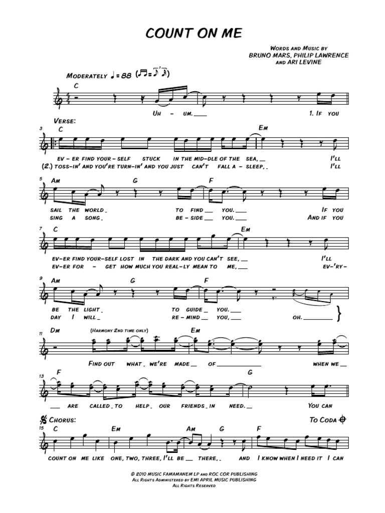 Count On Me Lyrics Printable