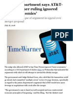 3 Justice Department Says at T Time Warner