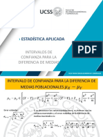 Intervalos de Confianza para La Diferencia de Medias