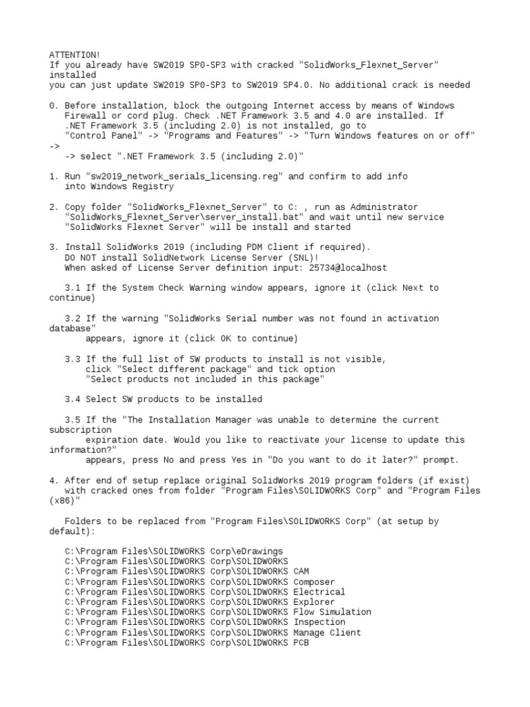 SolidWorks 2019 SP4 Crack Installation Guide | PDF | Computer File