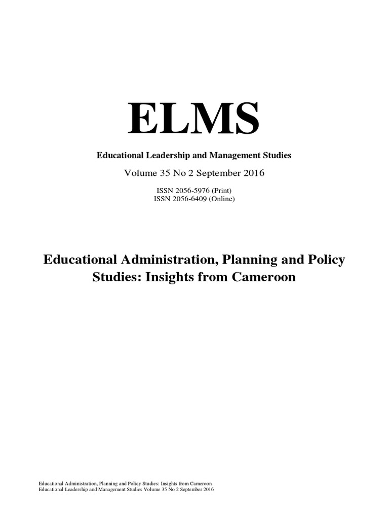 Educational Administration And Planning Pdf Copyright Academic Journal