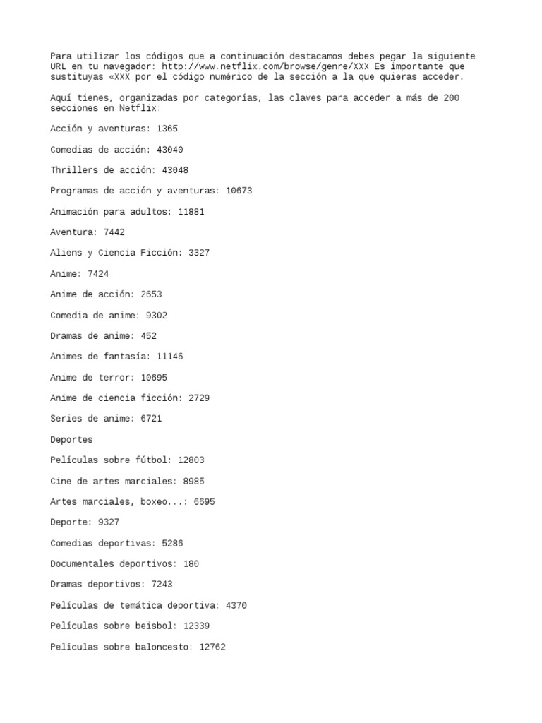 Netflix Codigo de Busqueda, PDF, Anime