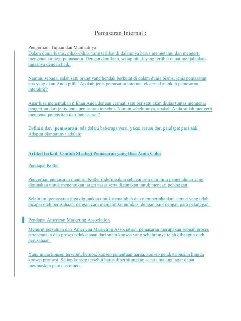Soal 2 Pemasaran Internal Pdf