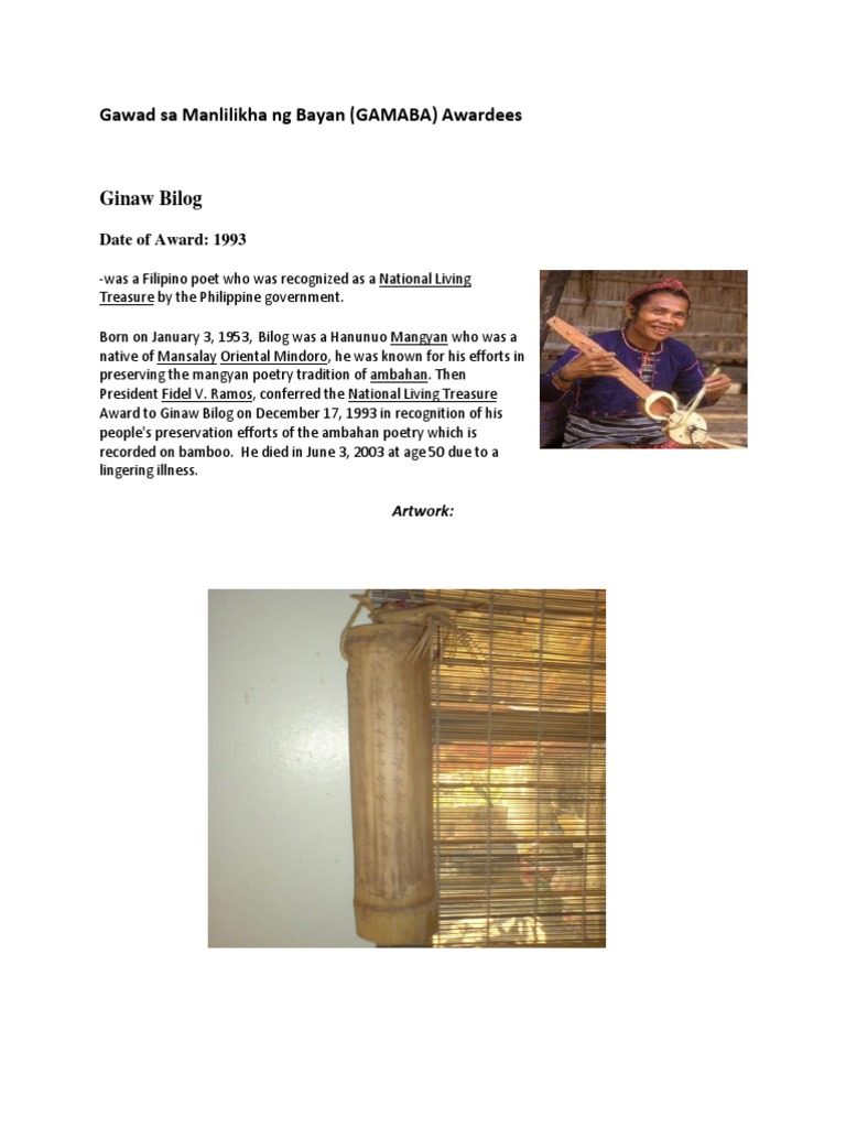 Gamaba Awardees PDF Weaving Philippines