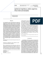 Competencia Lingüística y Estilo Cognitivo en Niños Institucionalizados